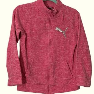 PUMA Jacket Activewear Zippered Athletic Two Pockets Logo Design Pink Girls SZ M